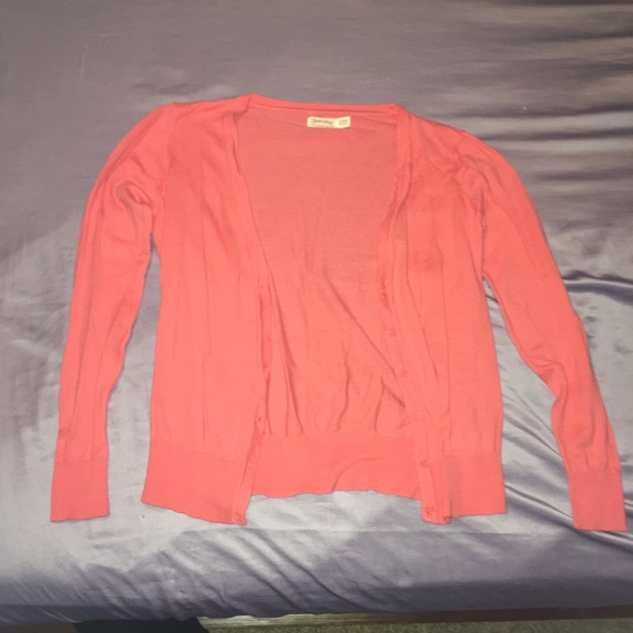 Coral Pink Cardigan Light Sweater - Picture 3 of 4